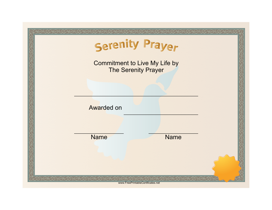 serenity prayer certificate template download printable pdf templateroller