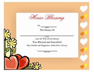 &quot;House Blessing Certificate Template&quot;