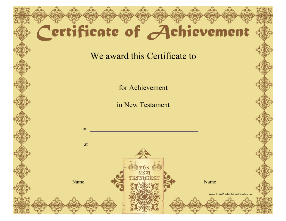 New Testament Achievement Certificate Template, Page 1