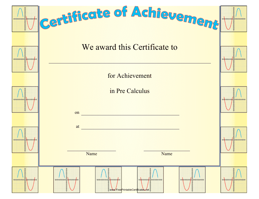 Pre-calculus Achievement Certificate Template