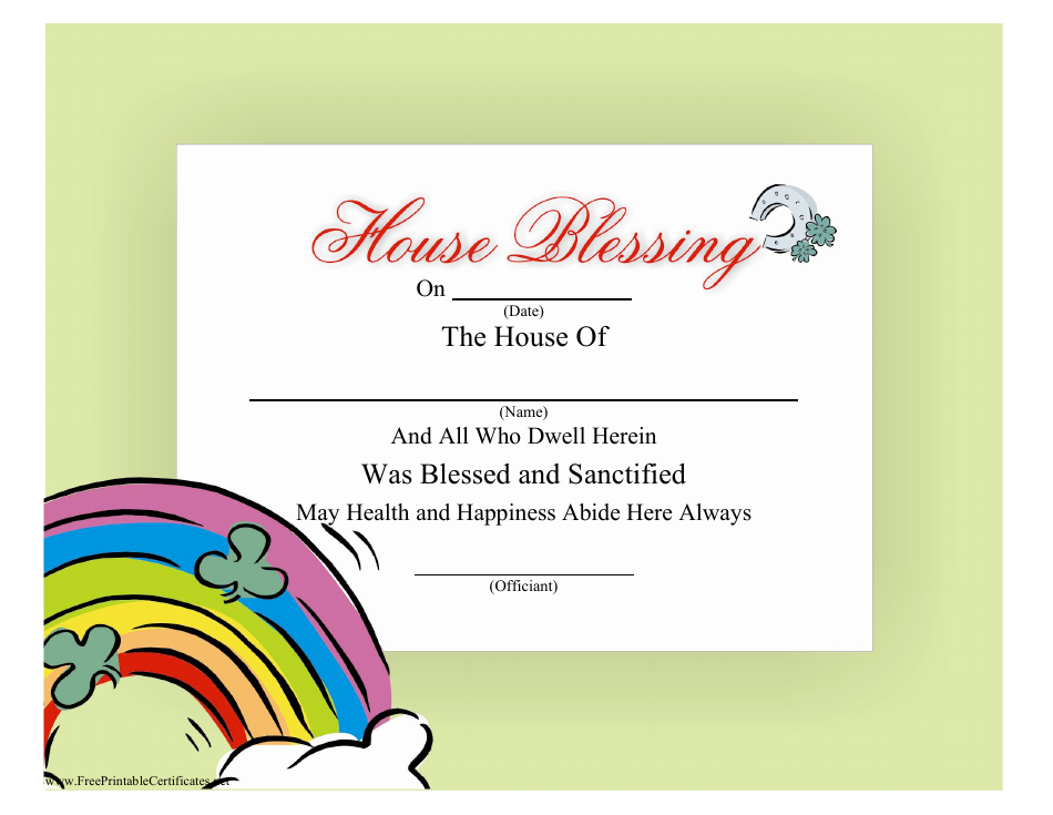 House Blessing Certificate Template, Page 1