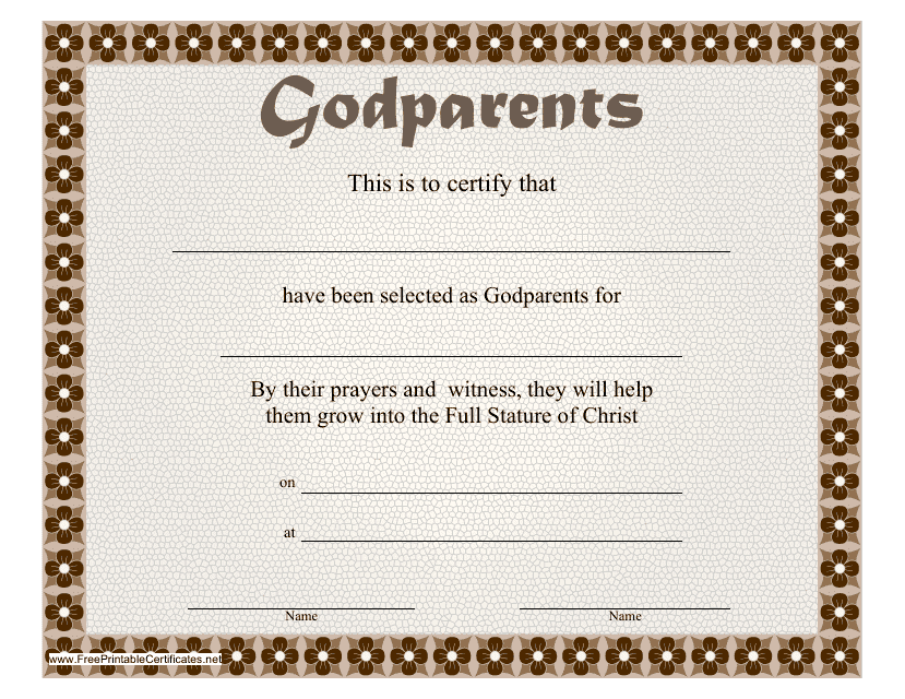 Godparents Certificate Template - Customizable Design