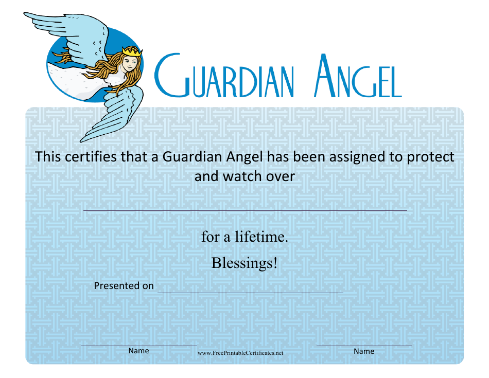 Guardian Angel Certificate Template
