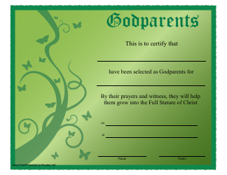 &quot;Green Godparent Certificate Template&quot;