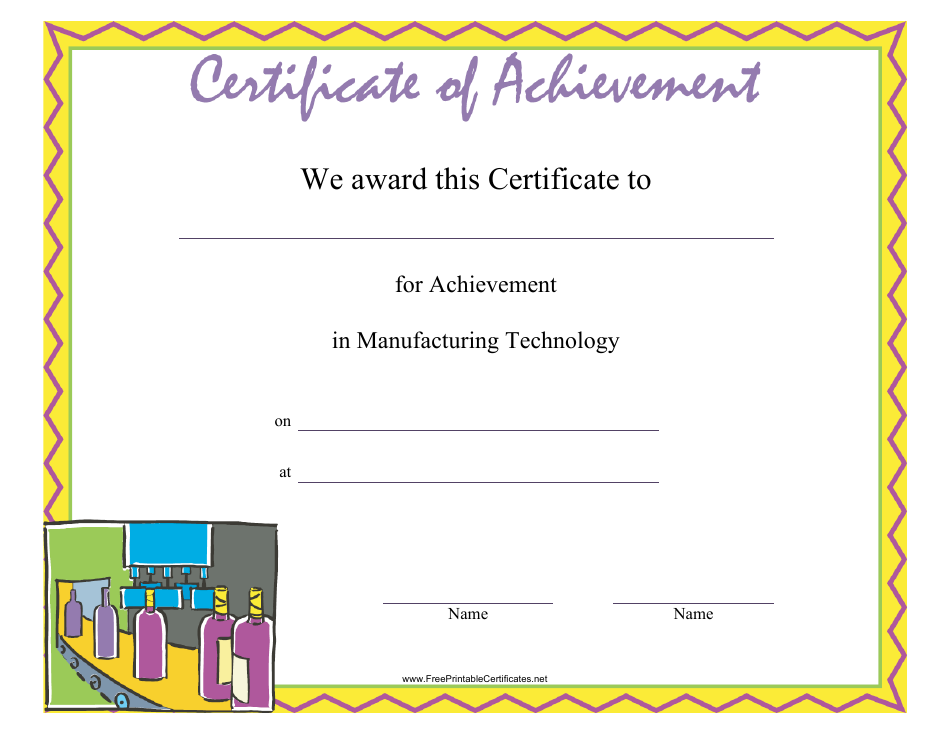Manufacturing Technology Achievement Certificate Template - Image Preview