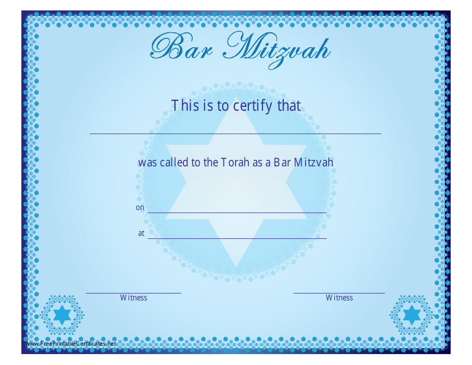 Bar Mitzvah Certificate Template, Page 1