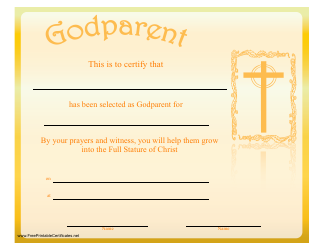 Document preview: Godparent Certificate Template