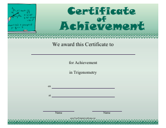 Document preview: Trigonometry Achievement Certificate Template