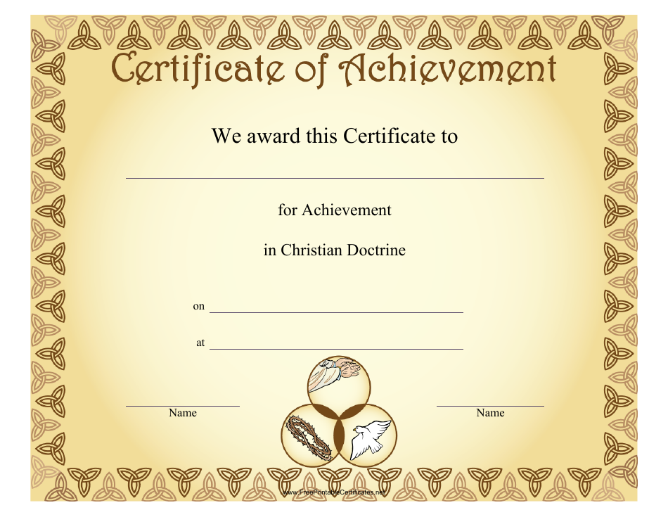Christian Doctrine Achievement Certificate Template Image Preview