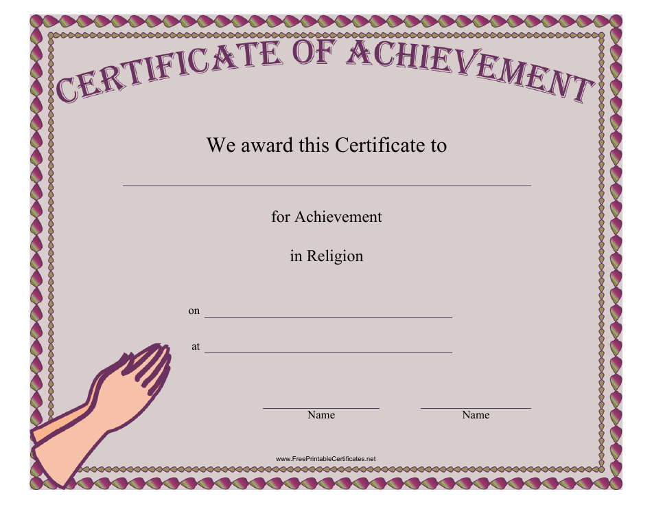 Religion Achievement Certificate Template Download Printable PDF ...