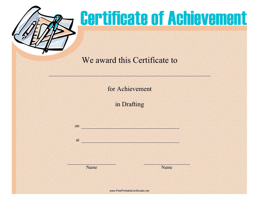 Drafting Achievement Certificate Template