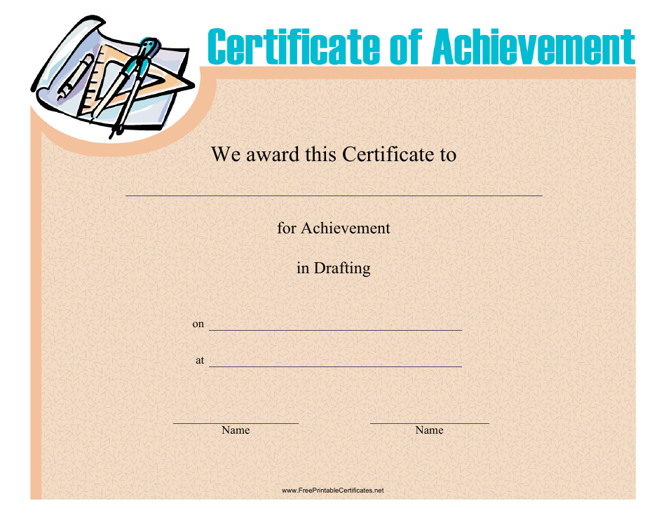 Drafting Achievement Certificate Template - Preview Image