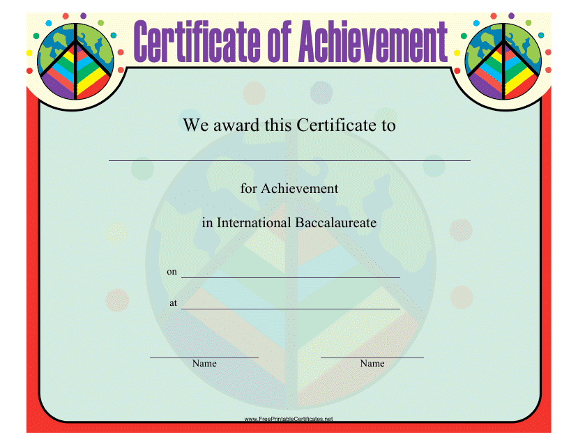 International Baccalaureate Achievement Certificate Template Download Pdf