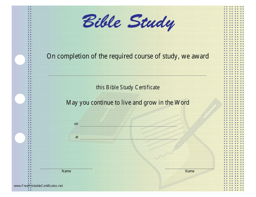 &quot;Bible Study Certificate Template&quot; Download Pdf