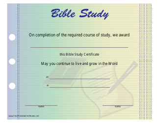 &quot;Bible Study Certificate Template&quot;