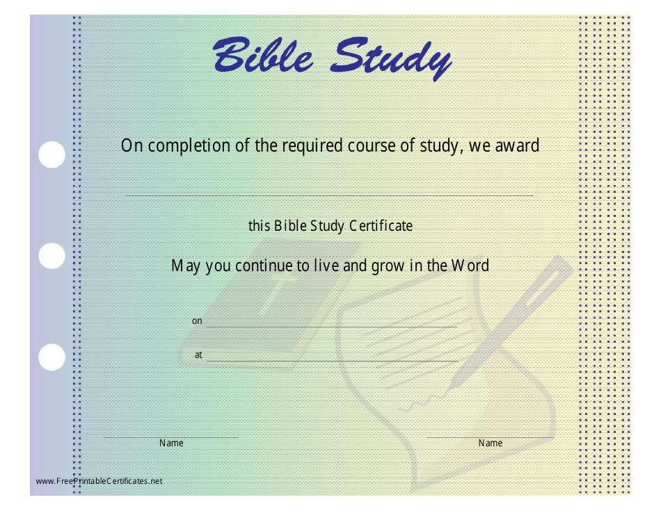 Bible Study Certificate Template Preview