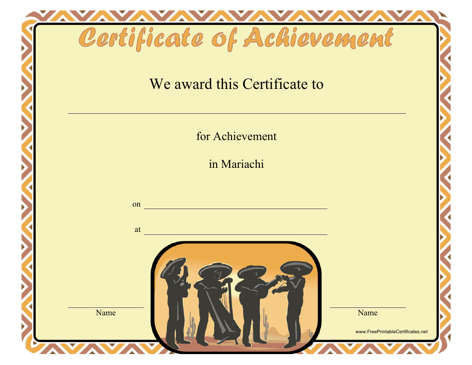 Mariachi Achievement Certificate Template, Page 1