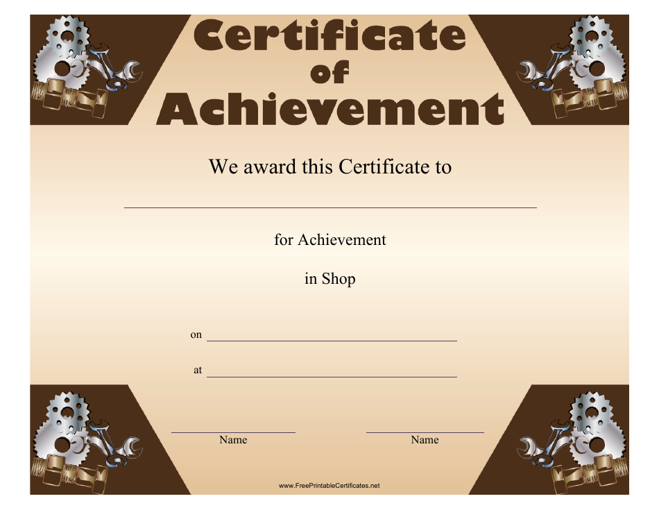 Shop Certificate of Achievement Template, Page 1