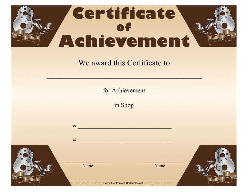 Shop Certificate of Achievement Template Download Pdf