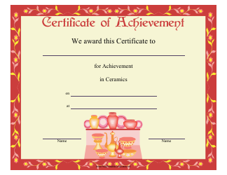 &quot;Ceramics Achievement Certificate Template&quot;