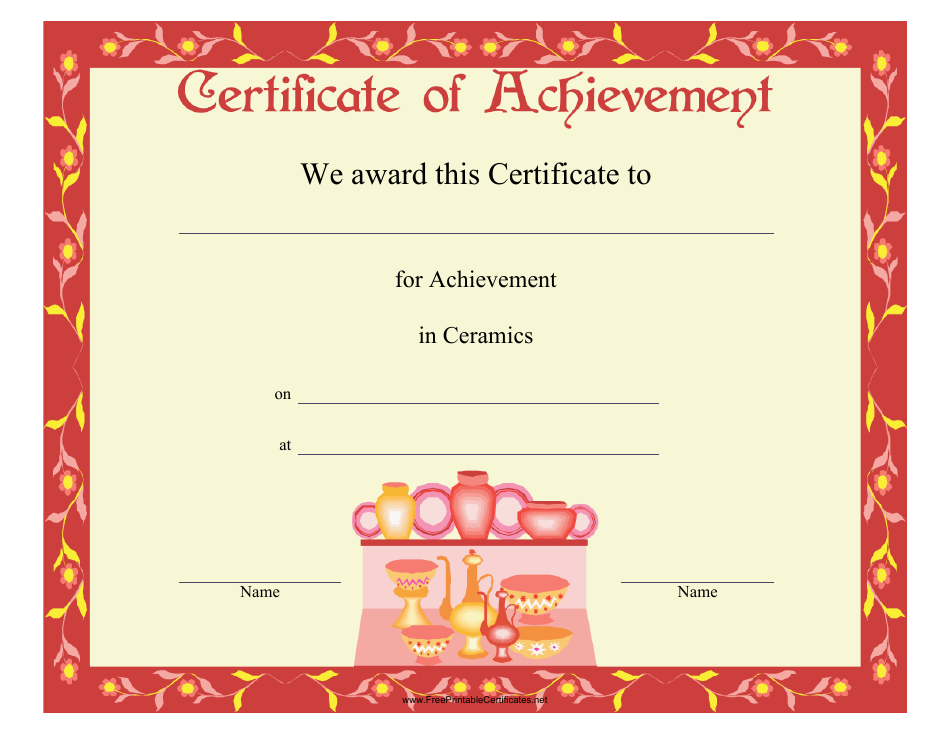 Ceramics Achievement Certificate Template, Page 1