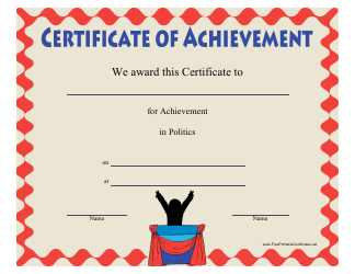 &quot;Politics Achievement Certificate Template&quot;