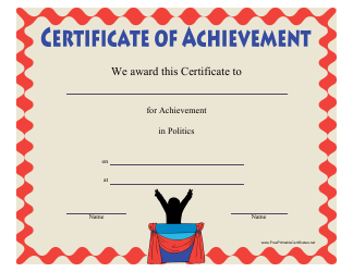 Document preview: Politics Achievement Certificate Template