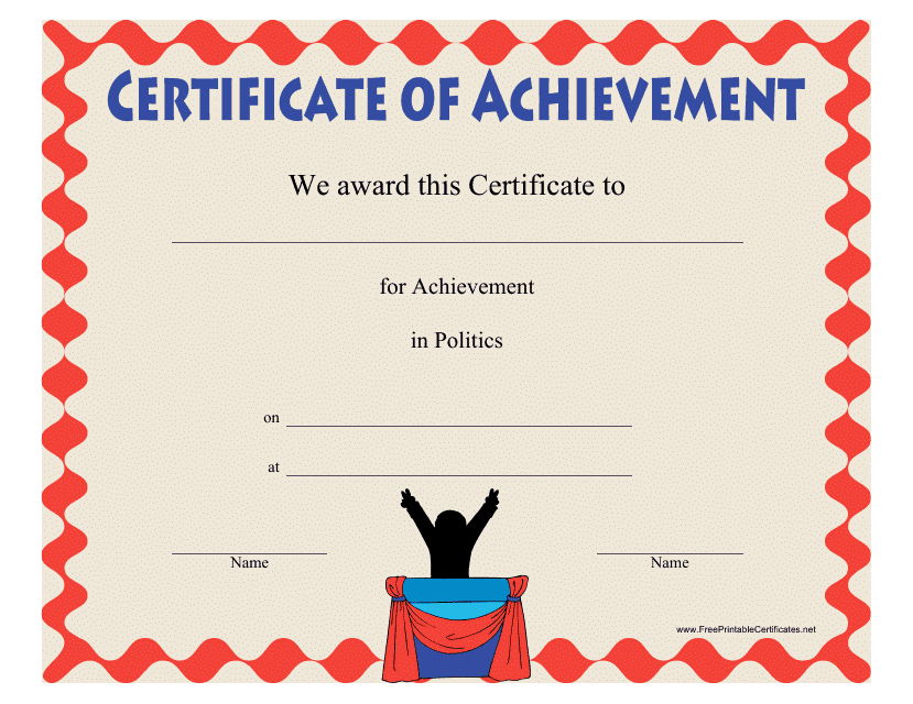 &quot;Politics Achievement Certificate Template&quot; Download Pdf