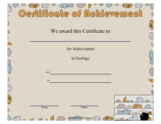 Document preview: Geology Achievement Certificate Template