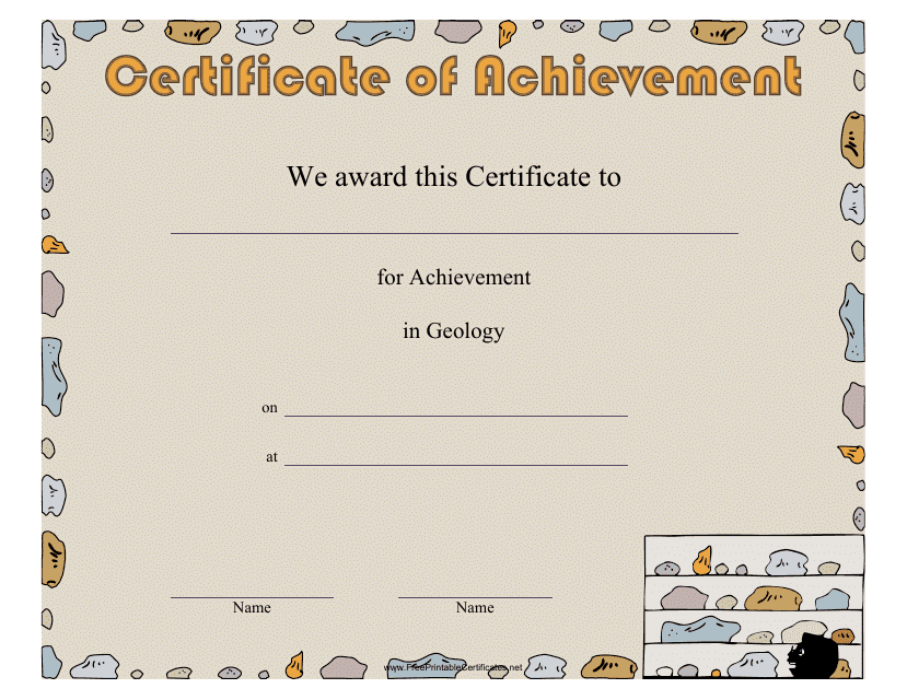 Geology Achievement Certificate Template