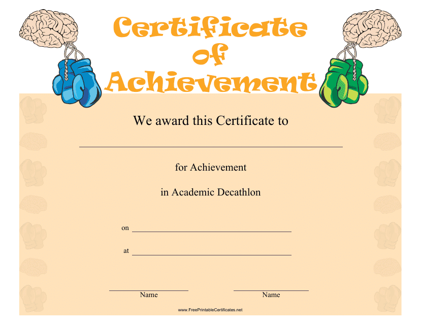 Academic Decathlon Achievement Certificate Template