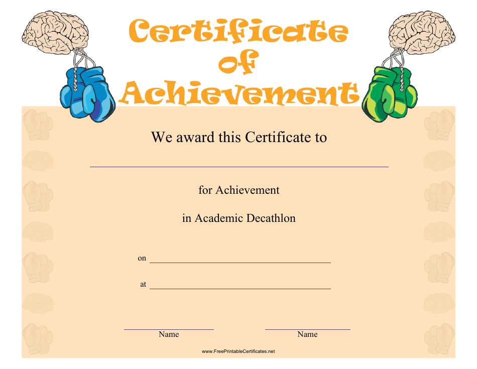 Academic Decathlon Achievement Certificate Template - Image Preview