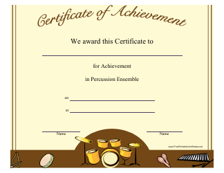 &quot;Percussion Ensemble Achievement Certificate Template&quot;