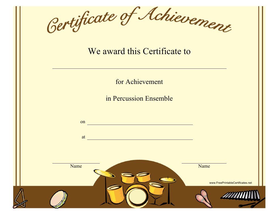 Percussion Ensemble Achievement Certificate Template