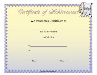 Calculus Achievement Certificate Template