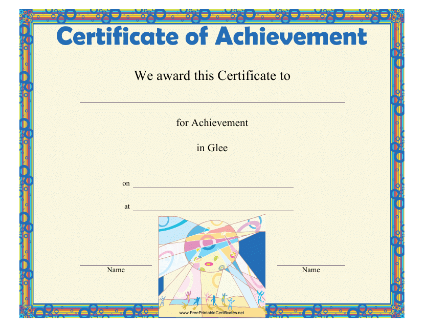 &quot;Glee Achievement Certificate Template&quot; Download Pdf
