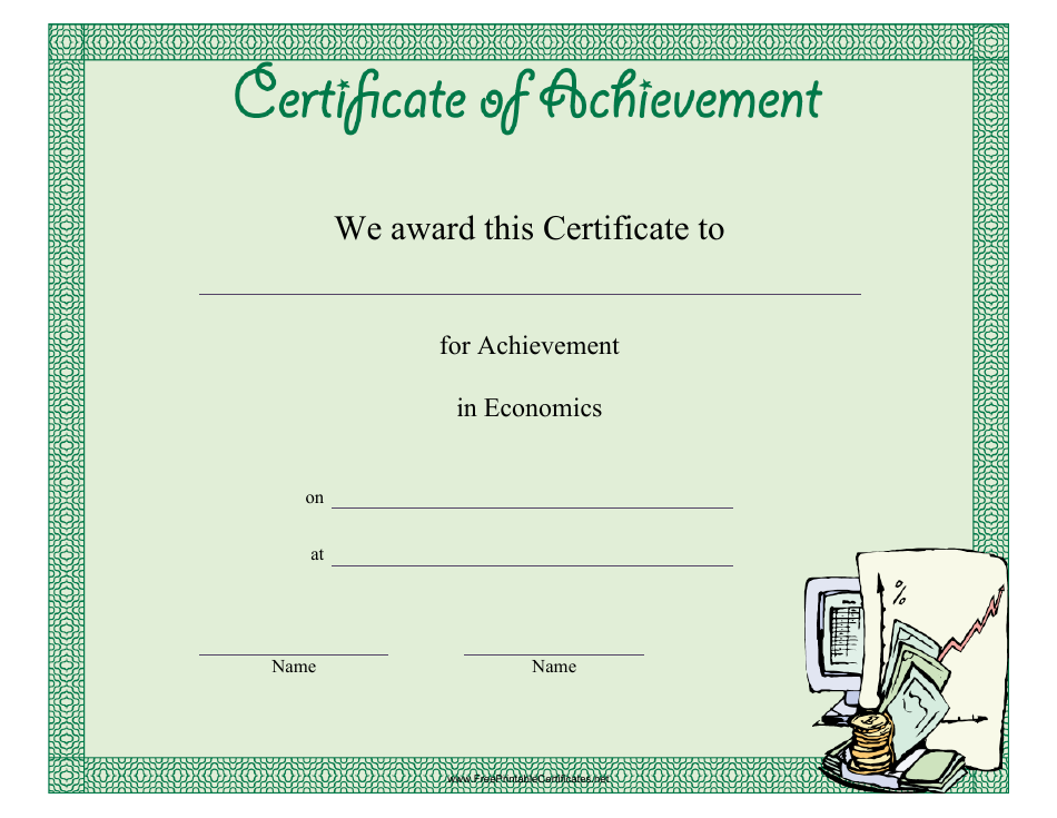 Economics Achievement Certificate Template, Page 1