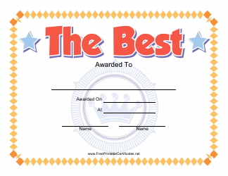 Document preview: The Best Certificate Template