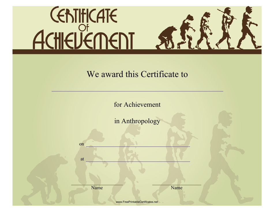 Anthropology Achievement Certificate Template