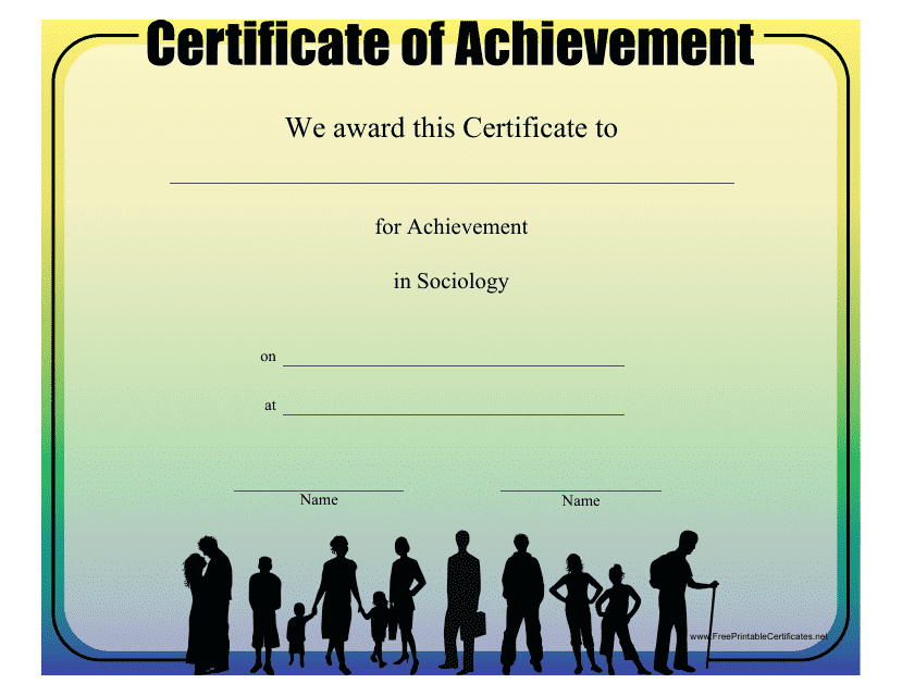 &quot;Sociology Achievement Certificate Template&quot; Download Pdf