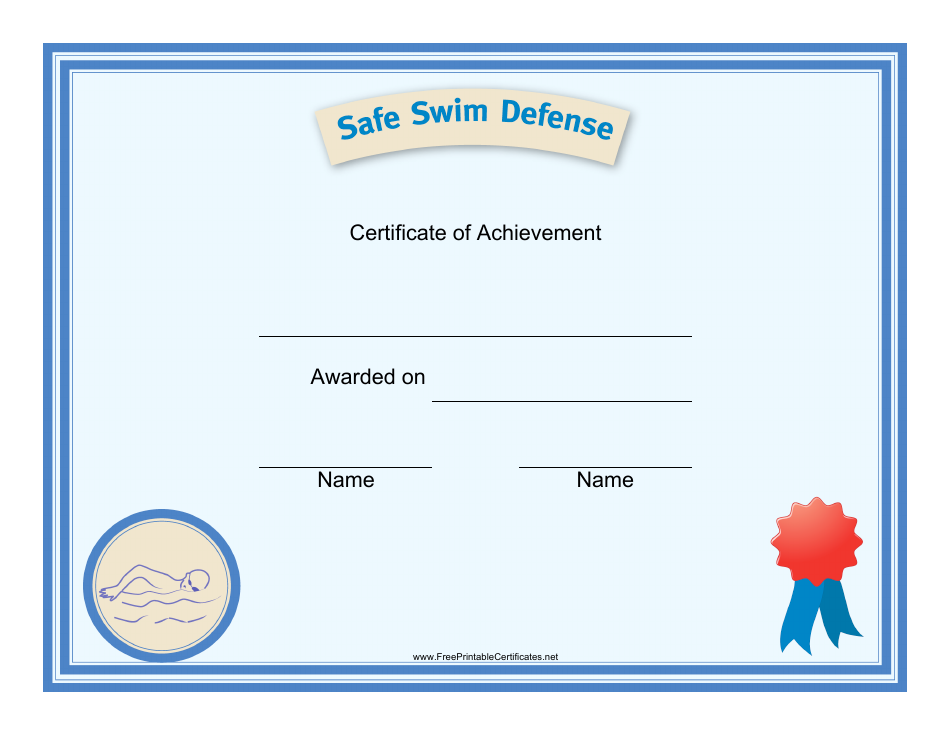Scout Safe Swim Defense Certificate of Achievement Template Image Preview