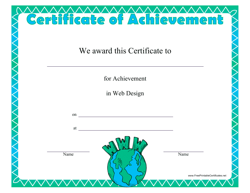 Web Design Achievement Certificate Template
