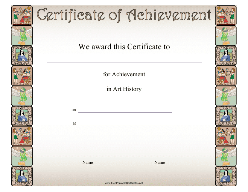 Art History Achievement Certificate Template - Preview Image