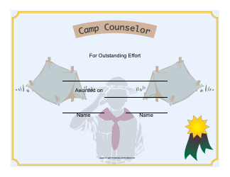 &quot;Scout Camp Counselor Certificate Template&quot;