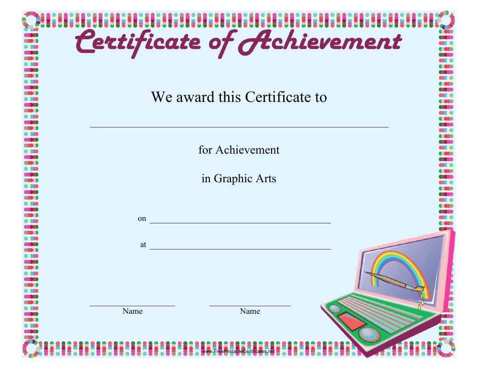 Graphic Arts Achievement Certificate Template Download Printable Pdf 