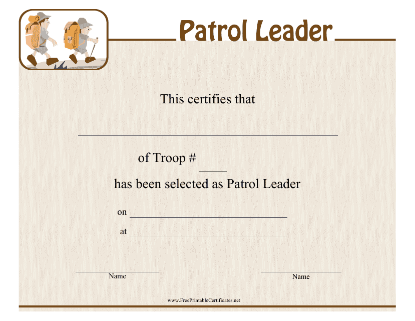 Patrol Leader Certificate Template