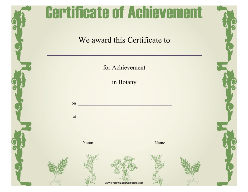 Botany Achievement Certificate Template Download Printable PDF ...