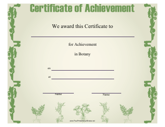 &quot;Botany Achievement Certificate Template&quot;