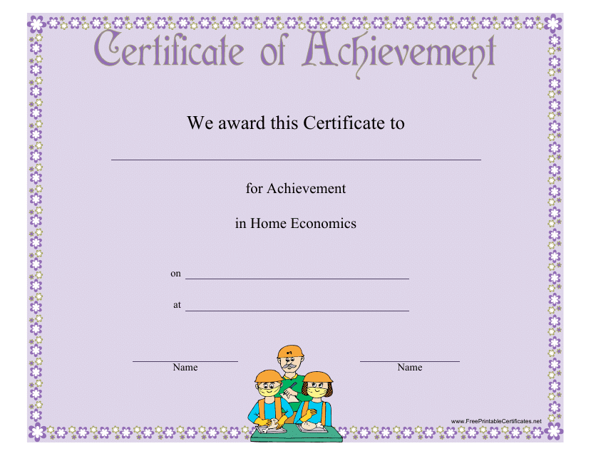 Home Economics Achievement Certificate Template