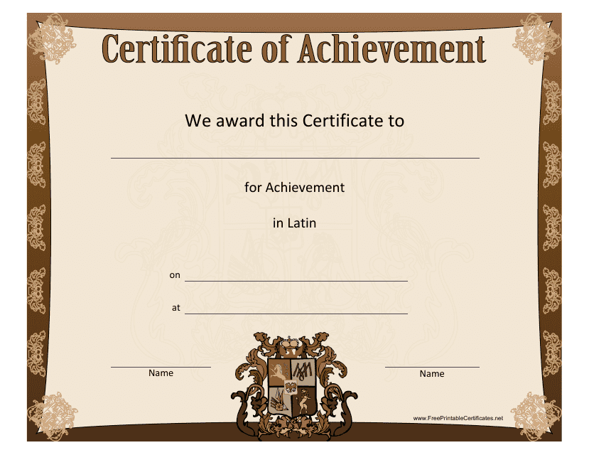 Latin Achievement Certificate Template